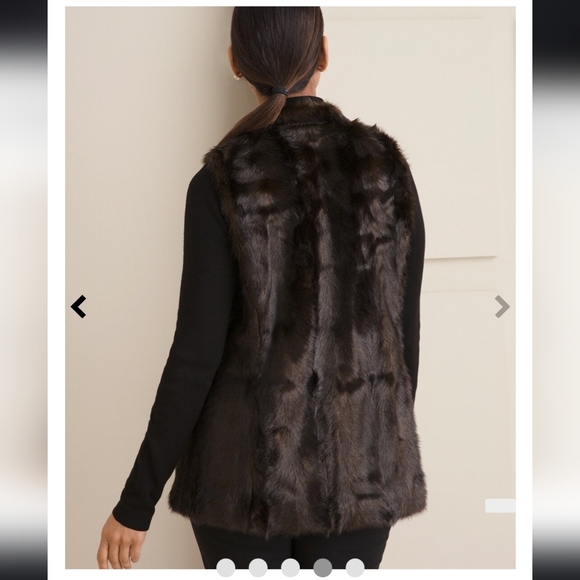 Chicos Brown Fur Vest , Size 1 - Picture 2 of 4